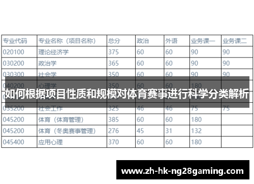 如何根据项目性质和规模对体育赛事进行科学分类解析