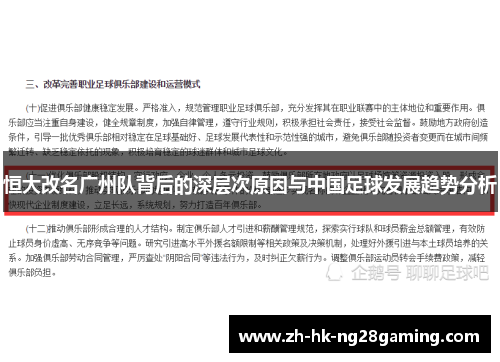 恒大改名广州队背后的深层次原因与中国足球发展趋势分析