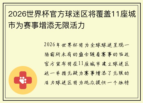 2026世界杯官方球迷区将覆盖11座城市为赛事增添无限活力